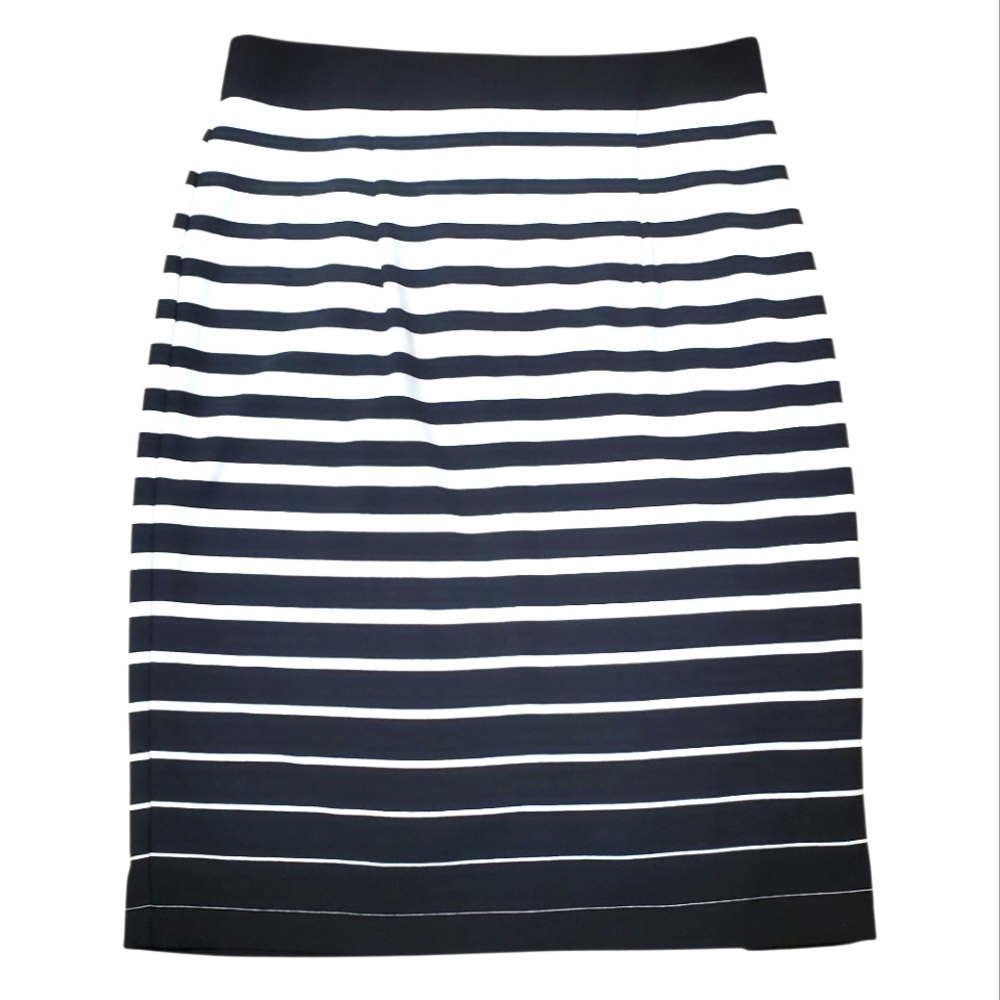 Gibson Latimer Black and White Striped Pencil Skirt. 12. #316